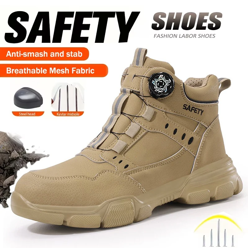 Men Steel Toe Work Shoes Impact Resistant Steel Toe Cap Lightweight Comfortable Industrial Safety Sneakers Wear Resistant Durable Construction Footwear Full Sizes Available for Women Men Ideal for Labor Day Father’s Day Gifting