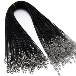 10/20/30/50Pcs Black Leather Cord Wax Rope Lobster Clasp Chain Necklace Pendant Chains For DIY Jewelry Making Supplies Accessory