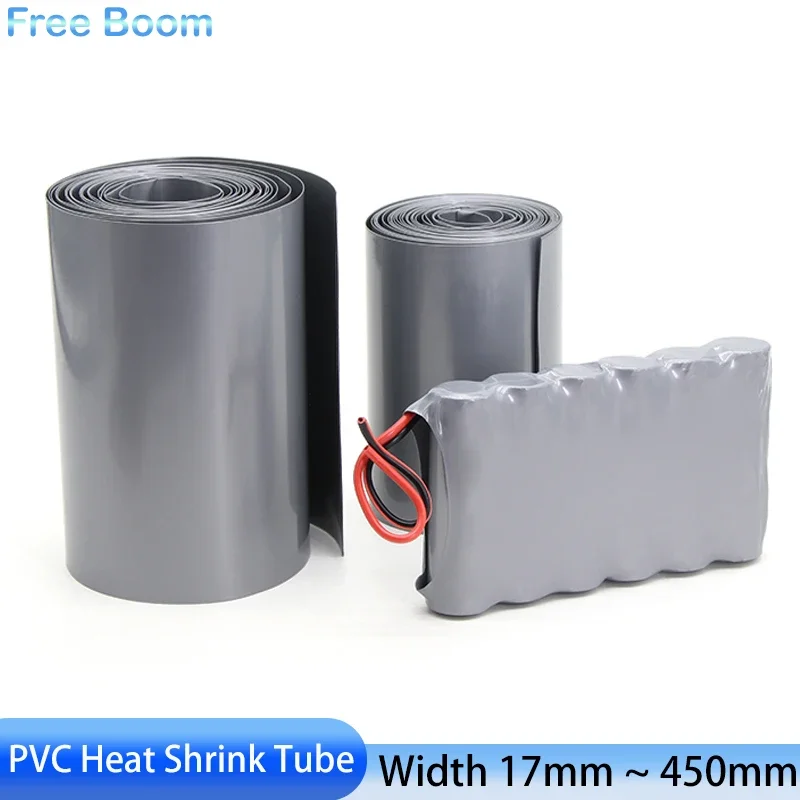 1 Meter Gray 18650 Lipo Battery PVC Heat Shrink Tube Pack Width 17mm ~ 500mm Insulated Film Wrap lithium Case Cable Sleeve