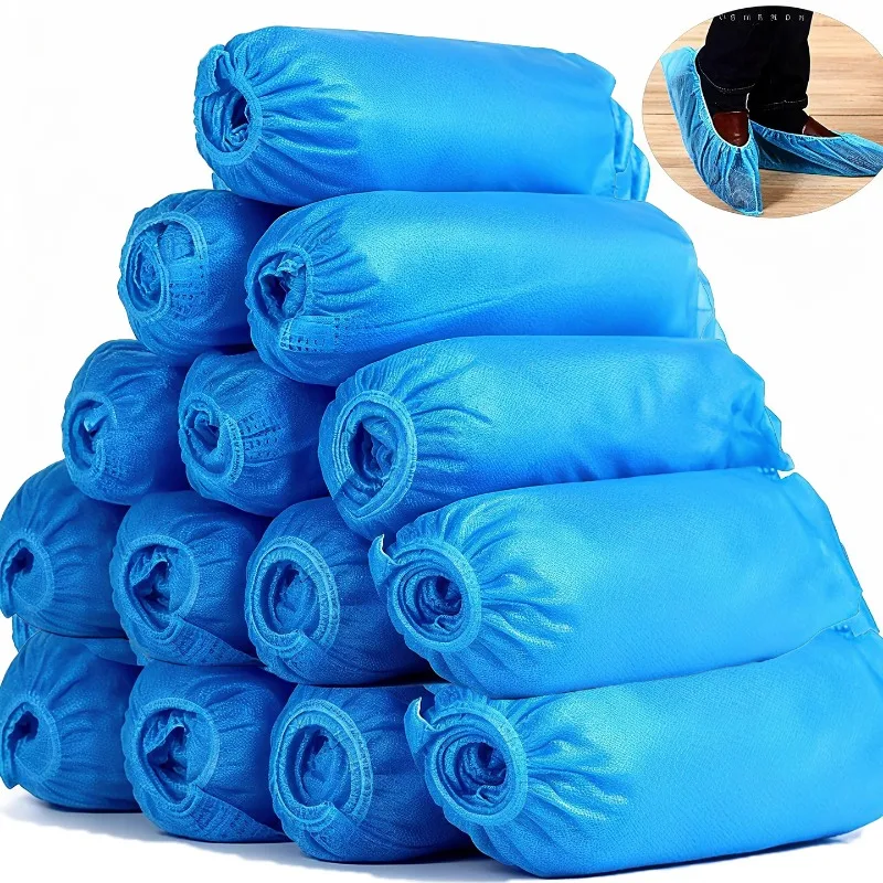 

100PCS Portable Waterproof Boot Covers Plastic Thin and Thick Non-slip Wear Disposable Shoe Covers Overshoes Rain Shoe Covers