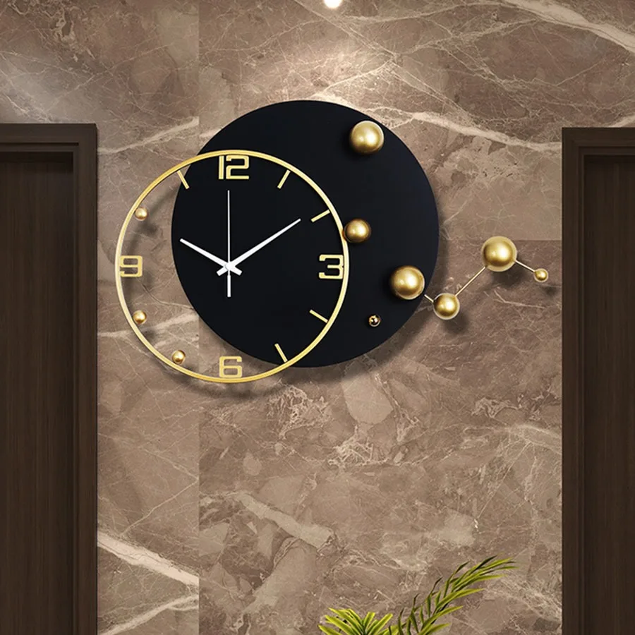 Hand Gift Wall Clock Decoration Living Room Round Home Wall Clock Pieces Art Gold Black Modern Fashion Office Horloge Room Decor