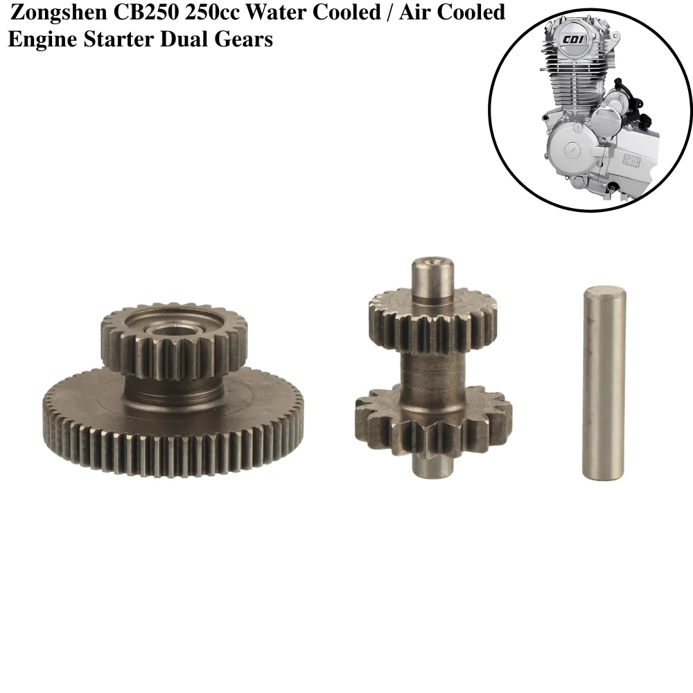 Motorcycle Starter Idler Reduction Dual Gear for Zongshen CB250 250cc Water Cooled / Air Cooled Engine ATV Quad Dirt Bike Parts