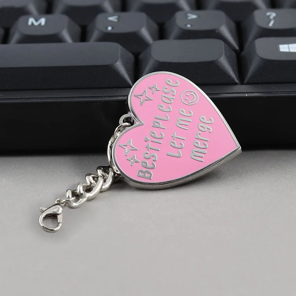 Lustiger Bestie „Bitte lass mich zusammenflossen“ Schlüsselanhänger, Niedlicher Rosa Herz-Schlüsselring, Humorvolles Geschenk für Autofahrerinnen, Kreativer Anhänger für Autoschlüssel und Rucksack – Detail 8