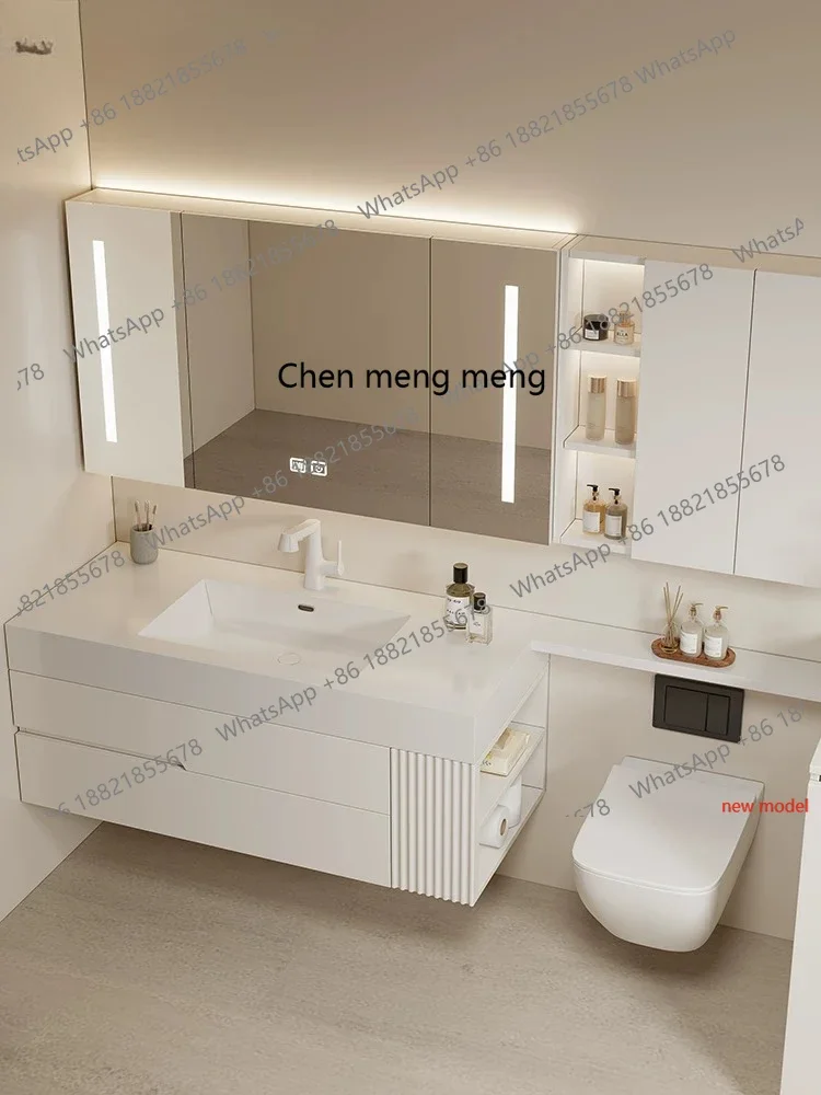 N138Corian integrated rock slab seamless ceramic basin extension bathroom cabinet combination bathroom, washstand customization