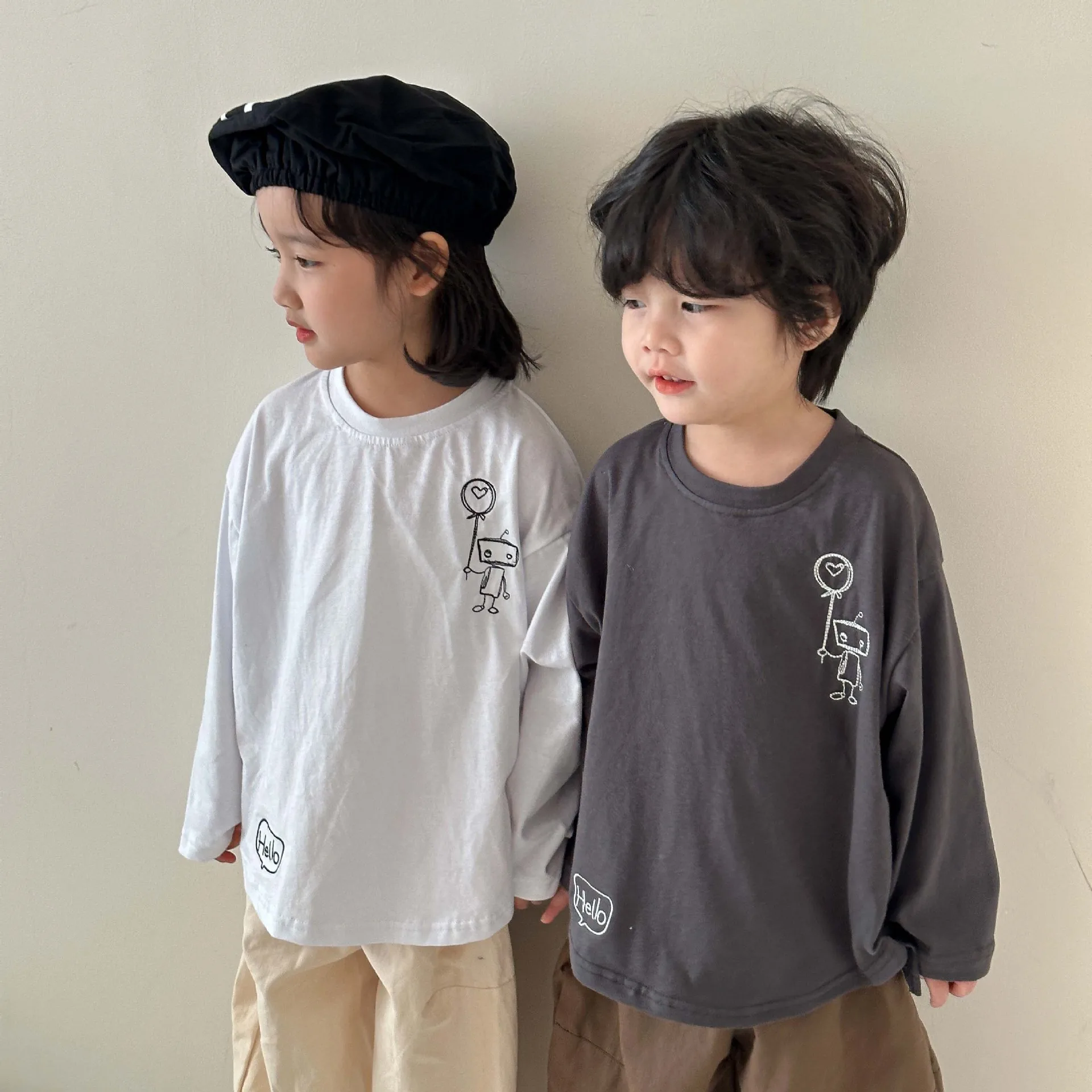 Spring Autumn Baby Cotton Embroidery Bottoming Shirt Kid Girl Cartoon Loose Long Sleeves T-shirt Boy Children Casual Tops 2024 image 4