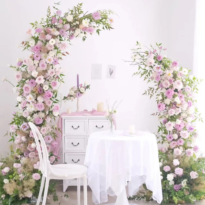 

Ivory door iron props decorative floral arch sheep horn door wedding hall decoration ornaments flower stand