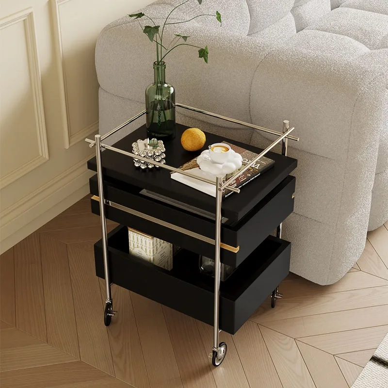 Second-hand Stainless Steel Trolley Storage Storage Mobile Retro Simple Living Room Side Table Dried Fruit Rack Bedside Table