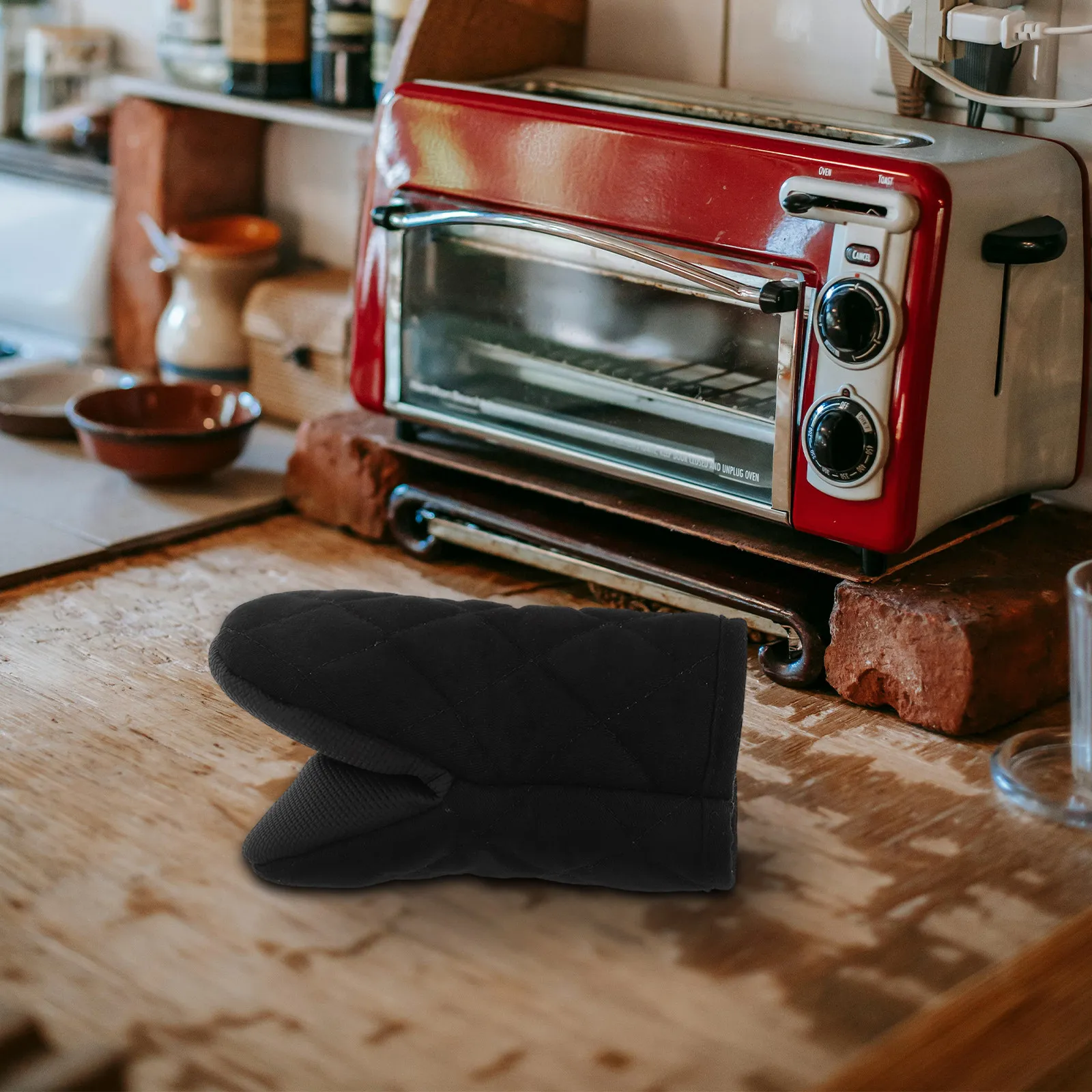 2Pcs Non Slip Thick Rubber Oven Mitts Heat Resistant Kitchen Gloves Baking Microwave Cooking Anti Scald Grip Mittens for Women