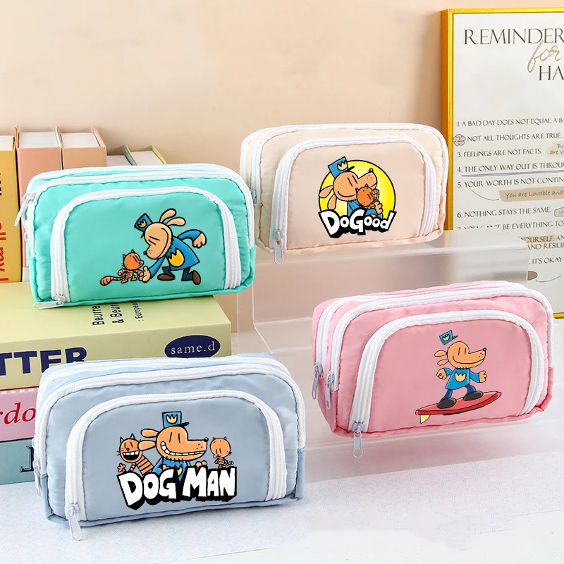 

Dog Man Pencil Case Creative Cartoon Pen Case Student Large Capacity Anime Pencil Bag Multi Layer Stationery Bags Pen Pouch Gift