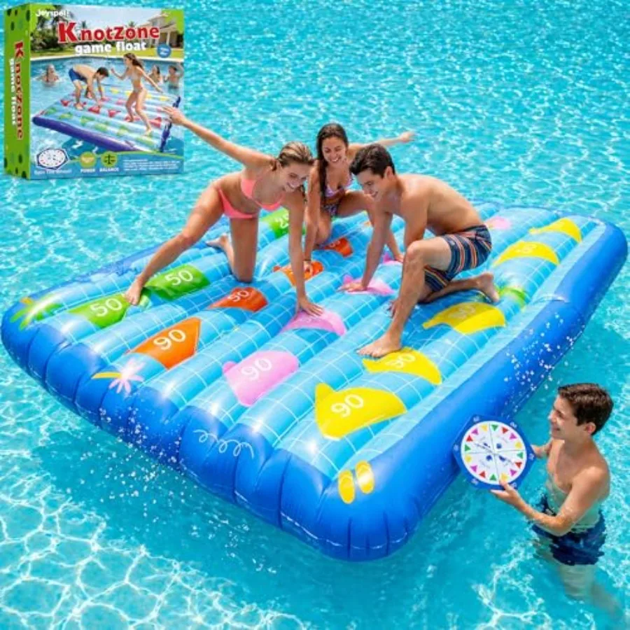 

Inflatable Pool Lounger Float for backyard beach lake parties, heavy duty UV-resistant PVC, blue, built-in cooler and spinner g