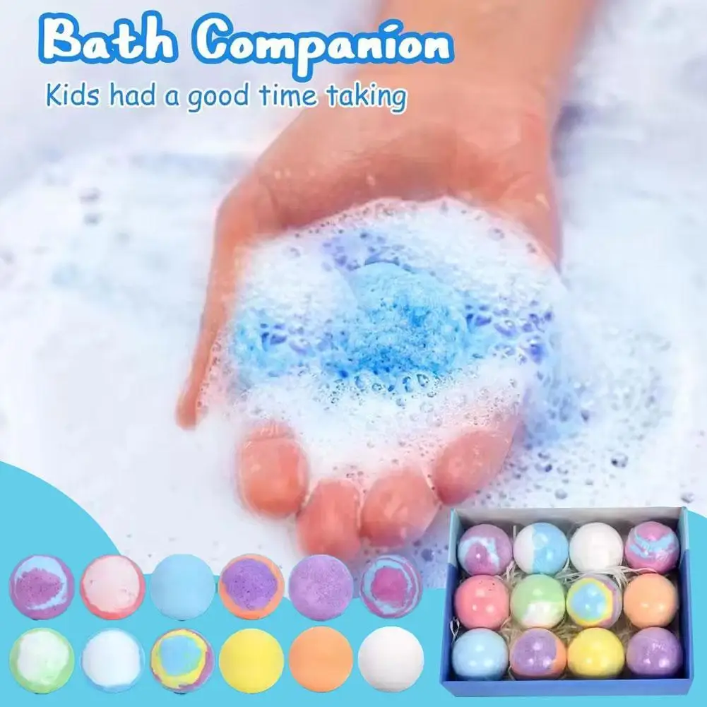 12Pcs 60g Kids Surprise Toy Bath Salt Set Fizzy Bubble Bath Salt Balls Natural Plant Essential Oil Gentle Formula Fun Bathtime