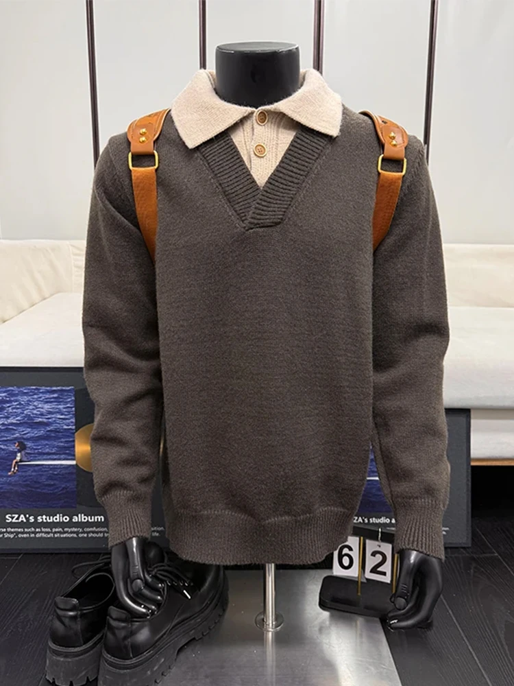 

Мужской зимний свитер Bury Ne Knitwear с V-образным вырезом, ретро-стиль, для пар, американский свободный крой, повседневная одежда