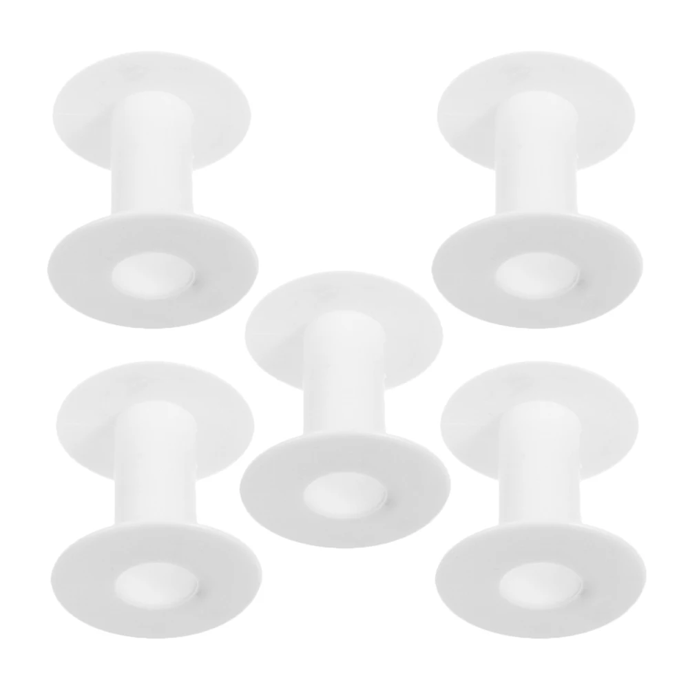 

5 pcs Wire Organizer Plastic Thread Holder for Electrical Cables Plastic Ribbon Spool Earphone Cord Storage White