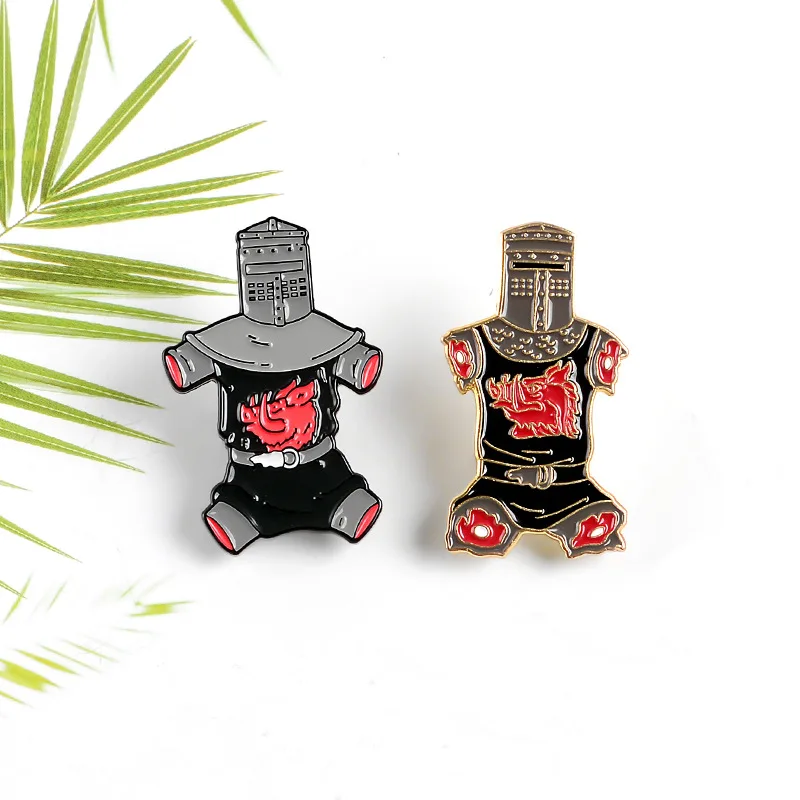 Black Knight Enamel Pin Customized Holy Grail Armor War Brooch Clothes Backpack Lapel Pin Metal Badge Jewelry Gift Drop Shipping