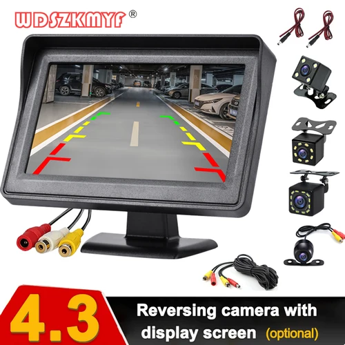 Pantalla de Monitor de 4,3 pulgadas o cámara de visión trasera cámara de marcha atrás para sistema de estacionamiento de coche cámara para vehículo fácil instalación