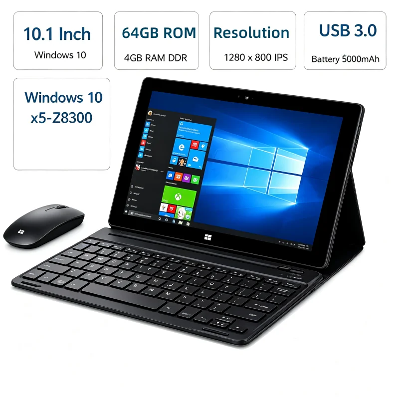 10.1 INCH T10 WINDOWS 10 Tablet PC 8GB DDR 128GB ROM DS102 X5-Z8300 Graphics 1280 X 800 IPS USB 3.0 Battery 5000mAh