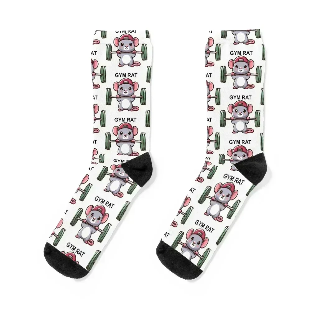 

Cute Rat with GYM RAT logo Lifting Barbell Socks Lots Soccer set kawaii Socks Ladies Men's