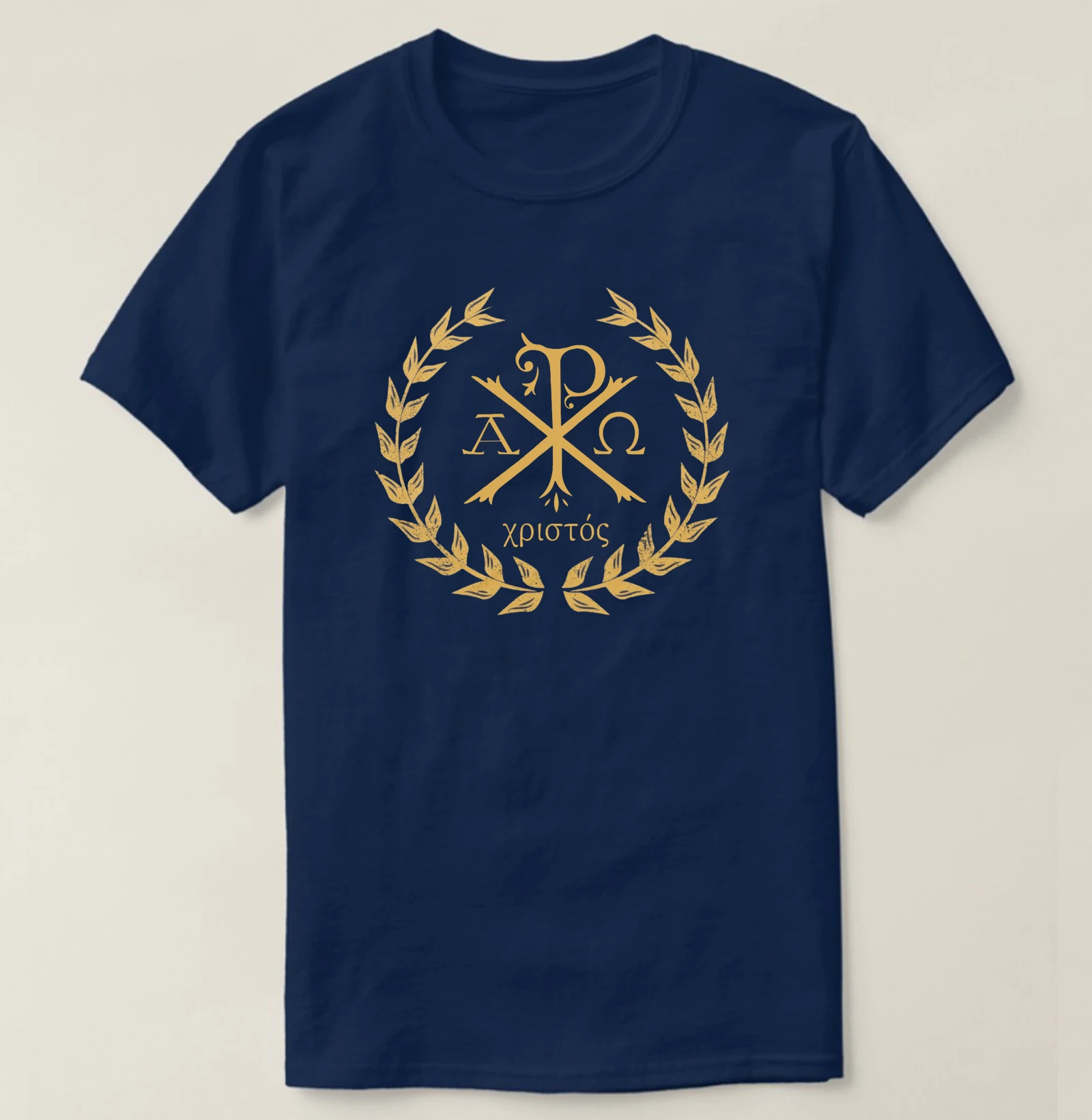 Jesus Christ Christian Ancient Monogram Chi Rho Symbol T-Shirt 100% Cotton O-Neck Short Sleeve Casual Mens T-shirt Size S-3XL