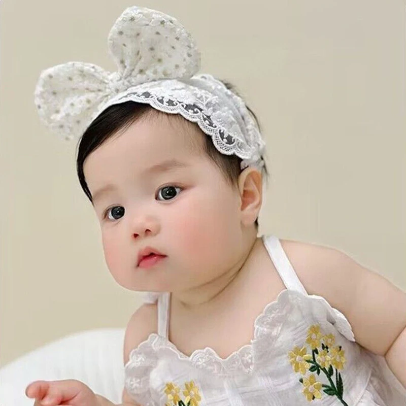 Sweet Bow Baby Headband Korean Lace Embroidered Newborn Hair Bands Summer Thin Empty Top Hairband Kids Hair Accessroies