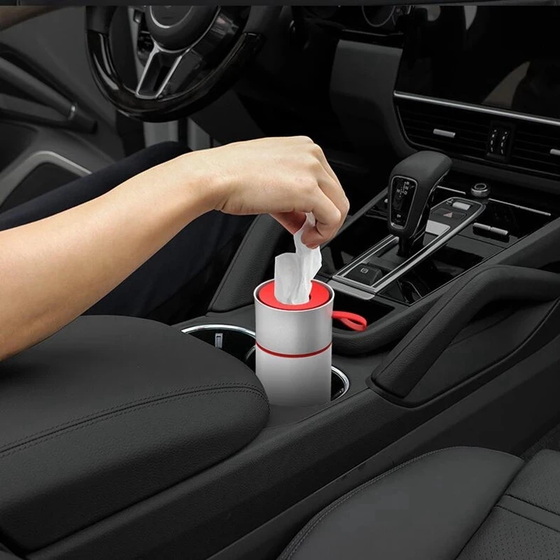 High End Car Tissue Box Simple Car Tray Creative Cup Holder Personalized Car Tissue Tube For Tesla Model 3