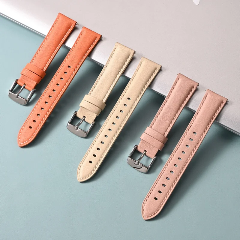 حزام ساعة جلدي عالمي 18 مللي متر 20 مللي متر 22 مللي متر حزام ساعة سريع الإصدار ريترو سوار ساعة اكسسوارات لساعة هواوي الذكية