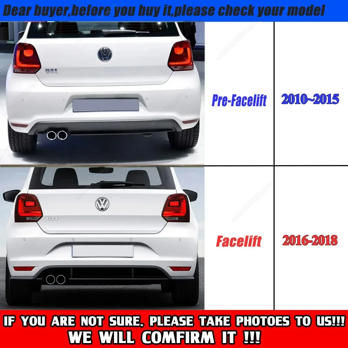 Car Rear Bumper Diffuser Flag Spoiler Splitter For Volkswagen VW Polo MK5 GTI 6R 6C Two Four Door Facelift Accessories 2010-2018