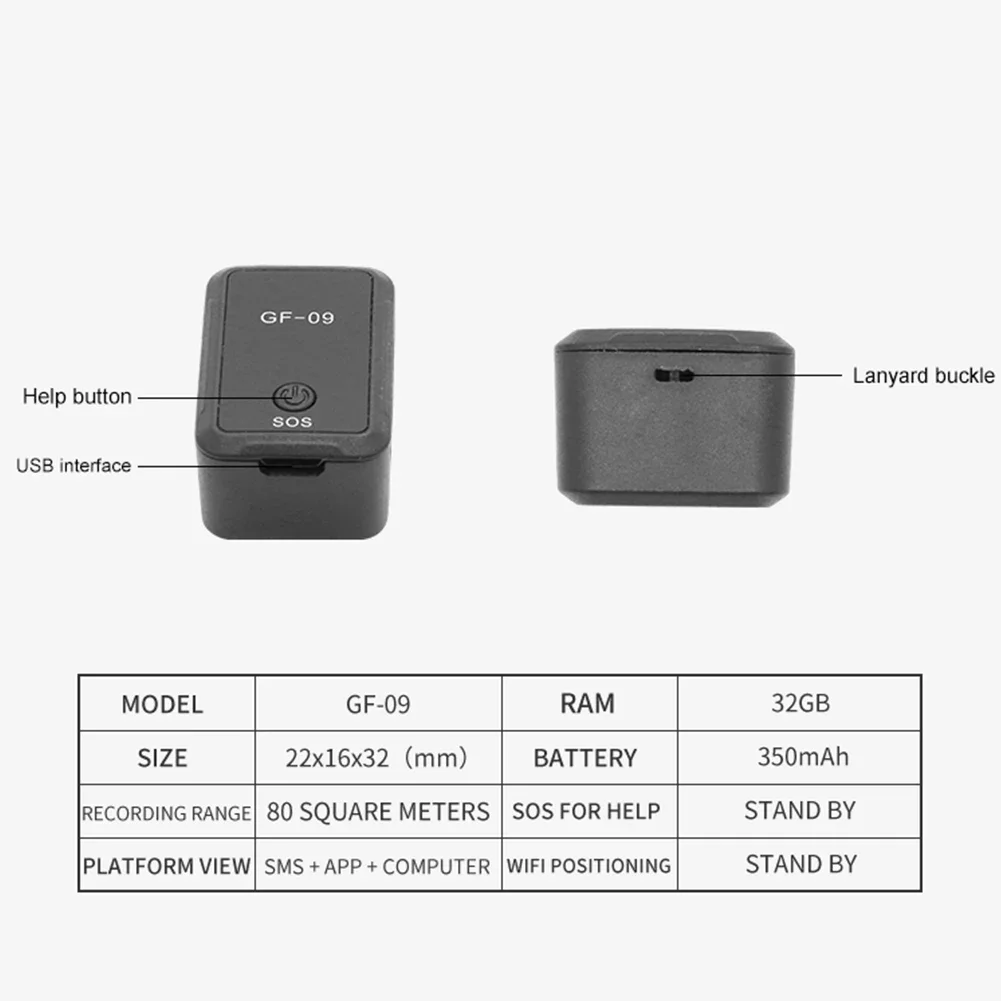 GF-09 Mini Car GPS Tracker Pets Anti-lost Locator Device Real Time Tracking Recording Magnetic Mount GF-07 SIM Positioner Wifi