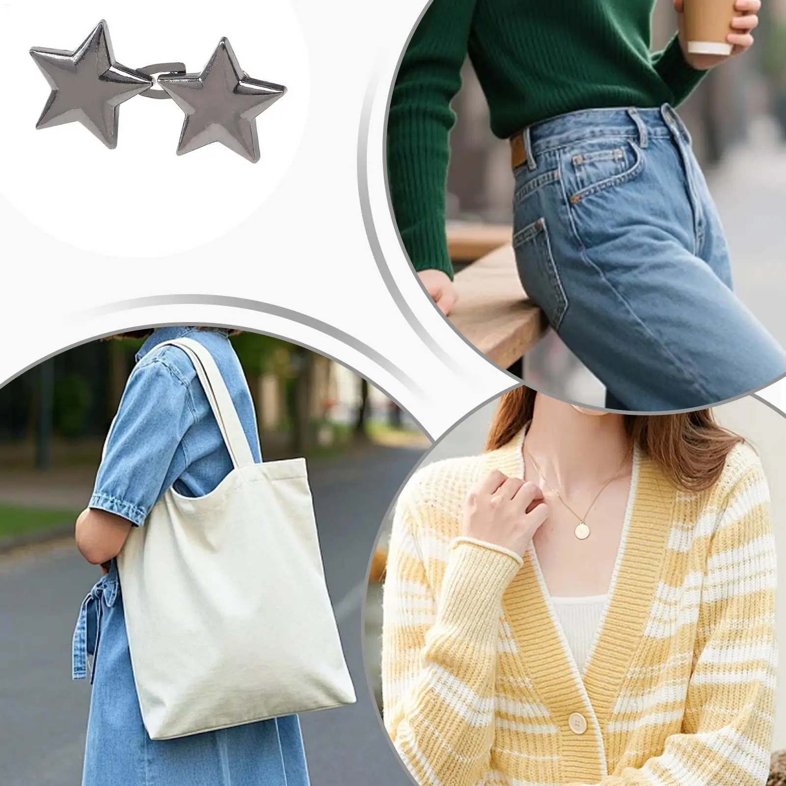 10er-Set sternförmiger Taillenformer, kein Nähen erforderlich, abnehmbarer Knopf für Jeans, Hosen, Bund, sofortige Anpassung, Slim Fit – Detail 4