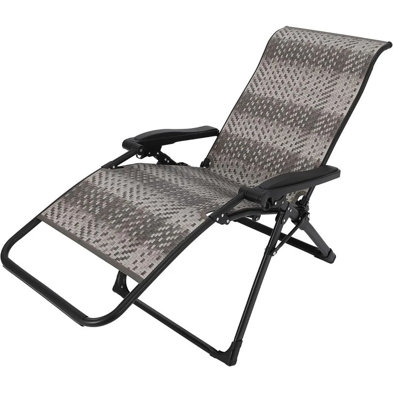 

Уличные раскладные кресла-шезлонги, сверхпрочные складные кресла для бассейна и патио, с расширенными подлокотниками и водонепроницаемым сиденьем из ротанга PE