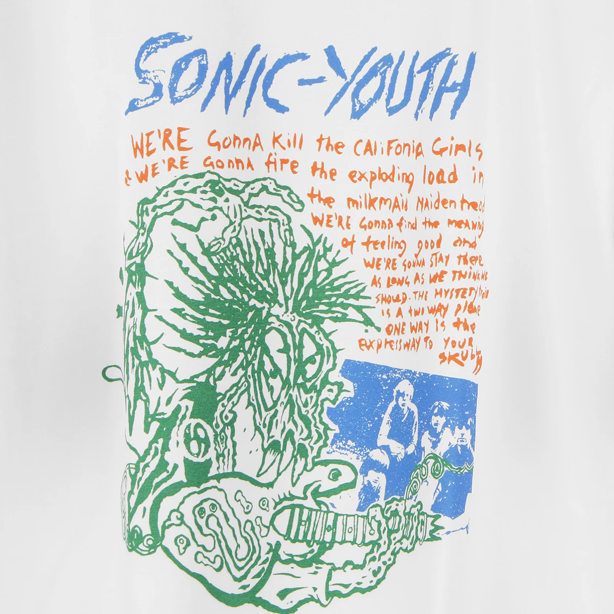 Sonic Youth T-Shirt Experimental Grunge Pixies Band White Men\'s Clothing Short Sleeve Summer Cotton Tee  Shirt