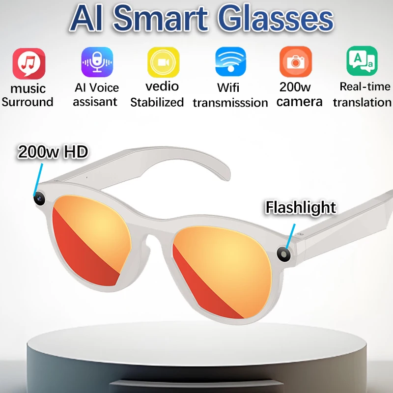 

Новые умные очки, запись видео, AI, распознавание фотографий, отвес, перевод, 290 мАч, большой аккумулятор, Bluetooth, светодиодный фонарик, очки