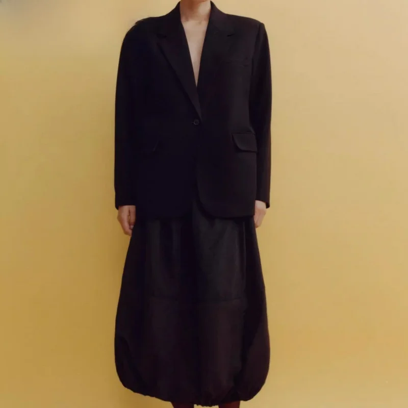 

New Summer Midi Skirt Women's Nylon Balloon Sle A-Line Skirt mid Waist Bule Decoration Commute Simple Sle Pure Color