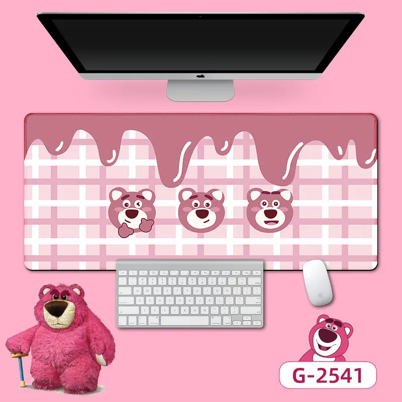 Lotso Mouse Pads Strawberry Bear Lucky Mouse Pads Besar Non-slip Gaming Keyboard Mousepad Komputer Laptop Kantor Desktop Mat