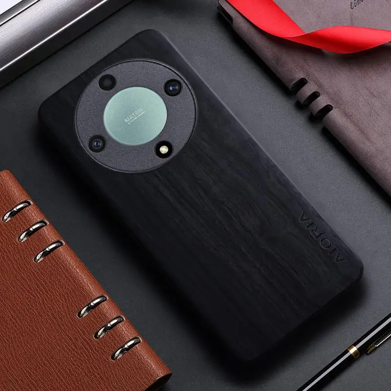 Case for Honor Magic 5 Pro Lite 10 20 50 70 90 X6 X8 X9A Pro funda bamboo wood pattern Leather back cover for honor 90 x9a case