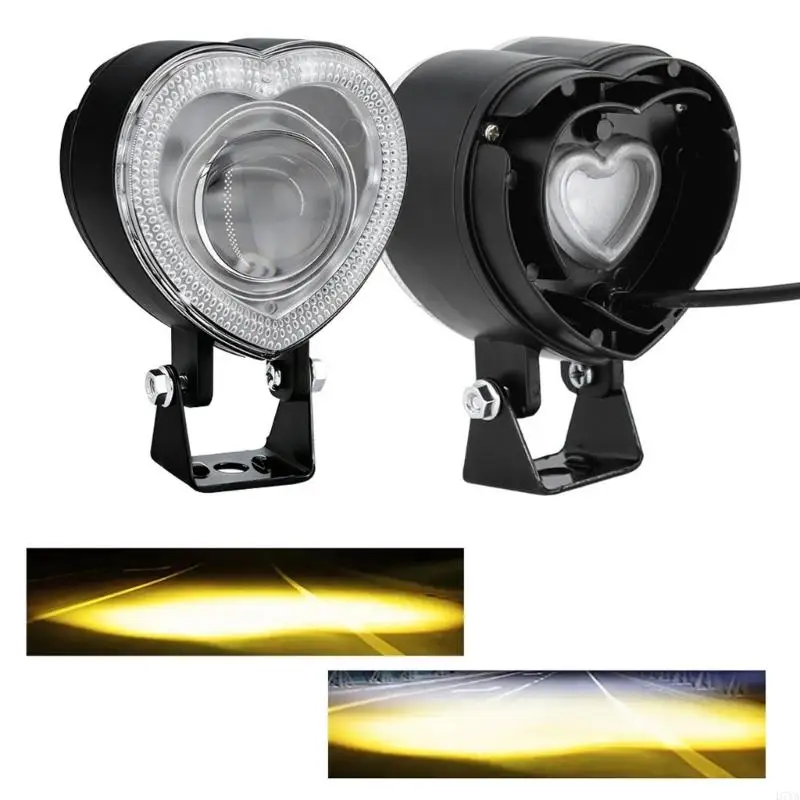 Motorbike Heart Pattern Headlamp With Two Color Temperature And Long Distance Visibility For Off Roading Or Rainy D7YA
