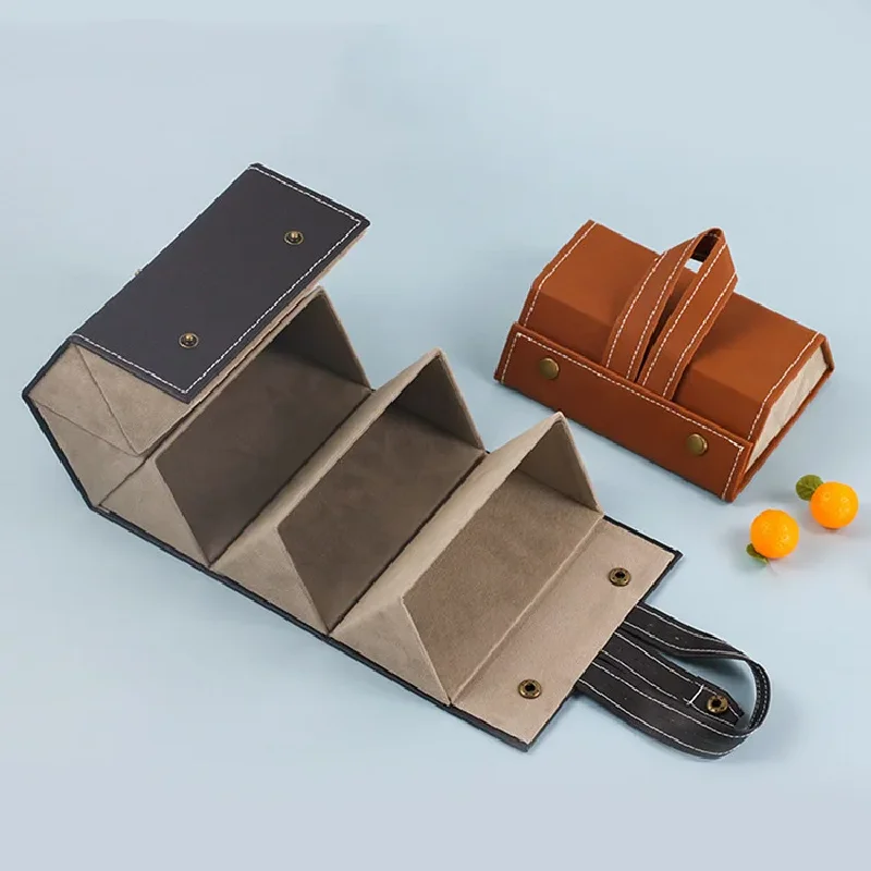 Portable PU Leather Sunglasses Organizer Box 5 Slots Multi Eyewear Storage Case Magnetic Closure Eyeglasses Holder Travel Displa