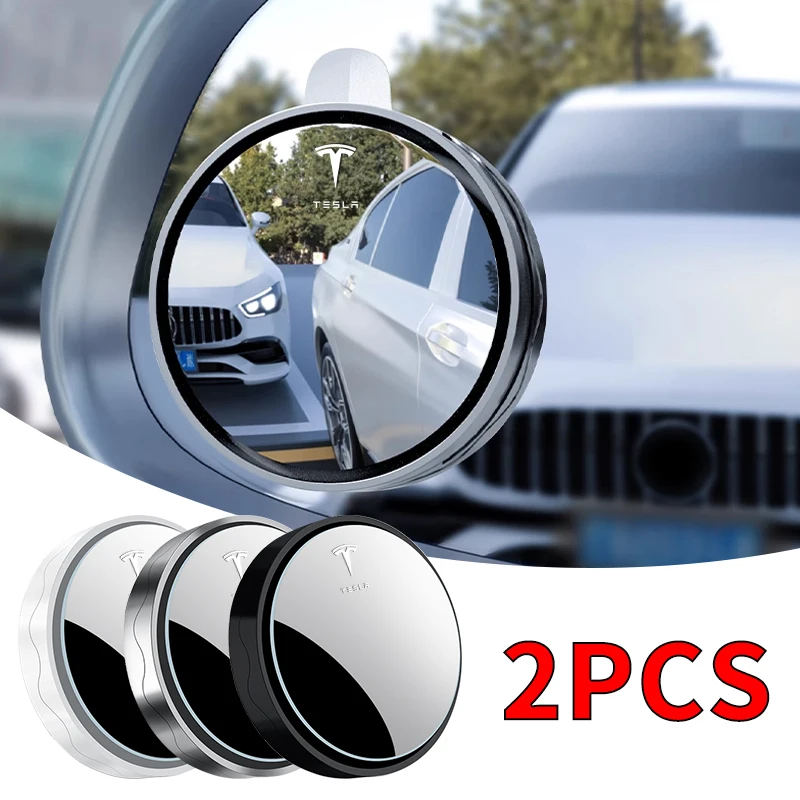 2pc 360 Degree Rotating Wide-angle Round Frame Blind Spot Mirror For Tesla Model 3 Y S X Cybertruck Juguete Roadster Coil Bonina