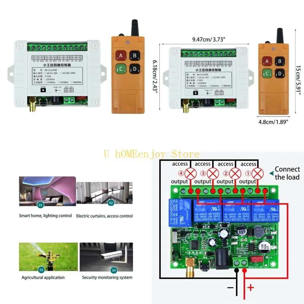 B0KF 315/433MHZ Universal Garage Door RF Wireless Remote Control for Rolling Shutter Barrier Telescopic 4 Button Transmitter