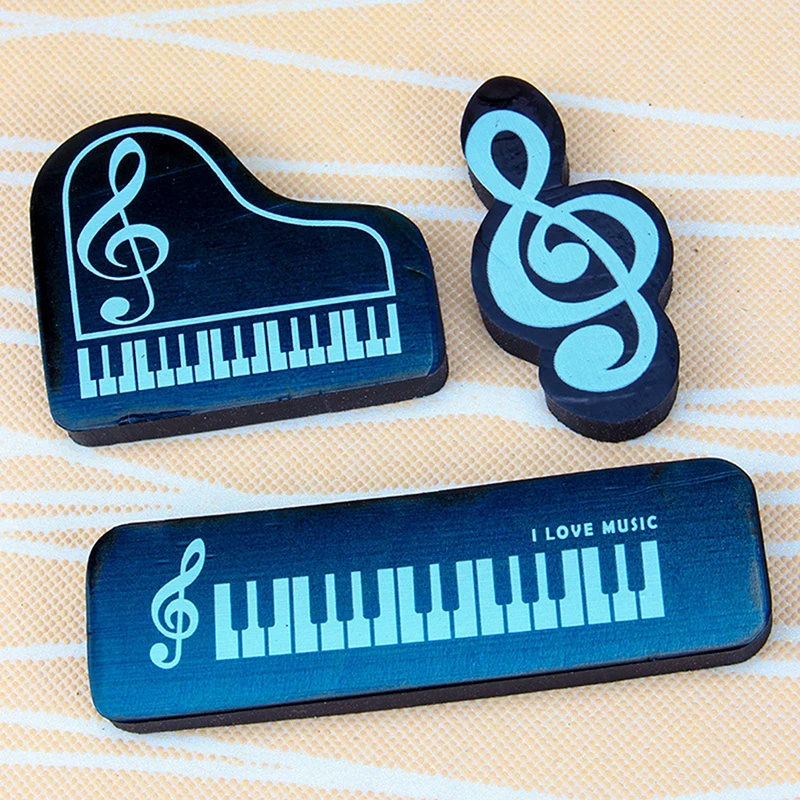 3pcs Musical Piano Note Rubber Pencil Eraser School Student Stationery For Kids