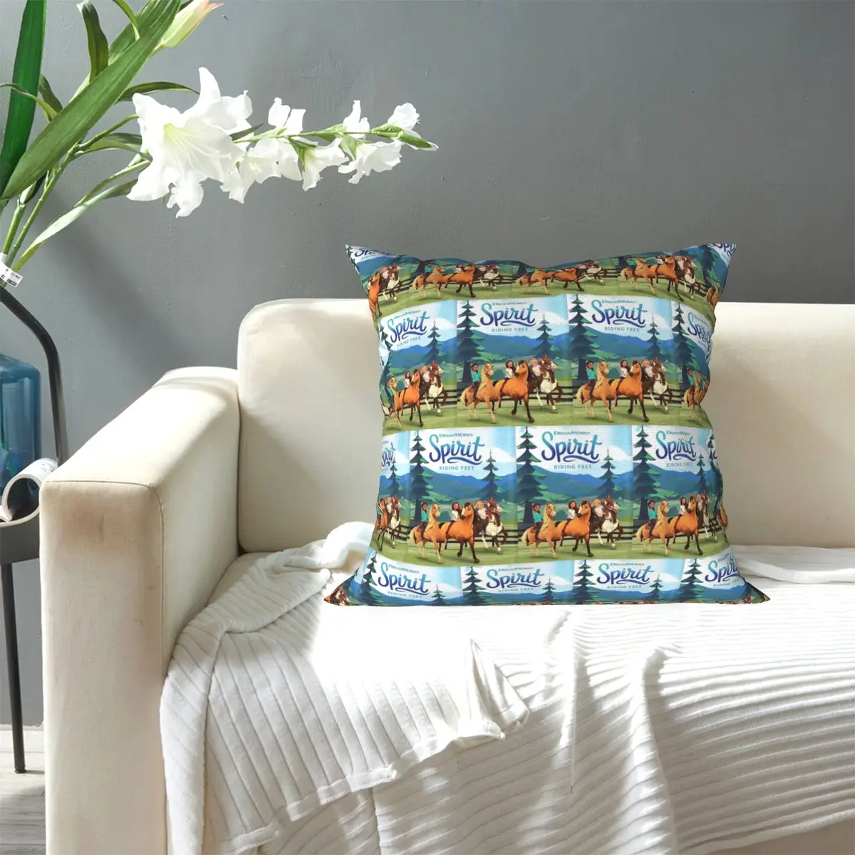 Spirit Riding Free Square Pillowcase Pillow Cover Cushion Zip Decorative Comfort Throw Pillow for Home Sofa