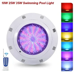 Luces LED subacuáticas para piscina, lámpara impermeable con control remoto, cambio de Color RGB, CA de 12V, IP68, 35W, 45W