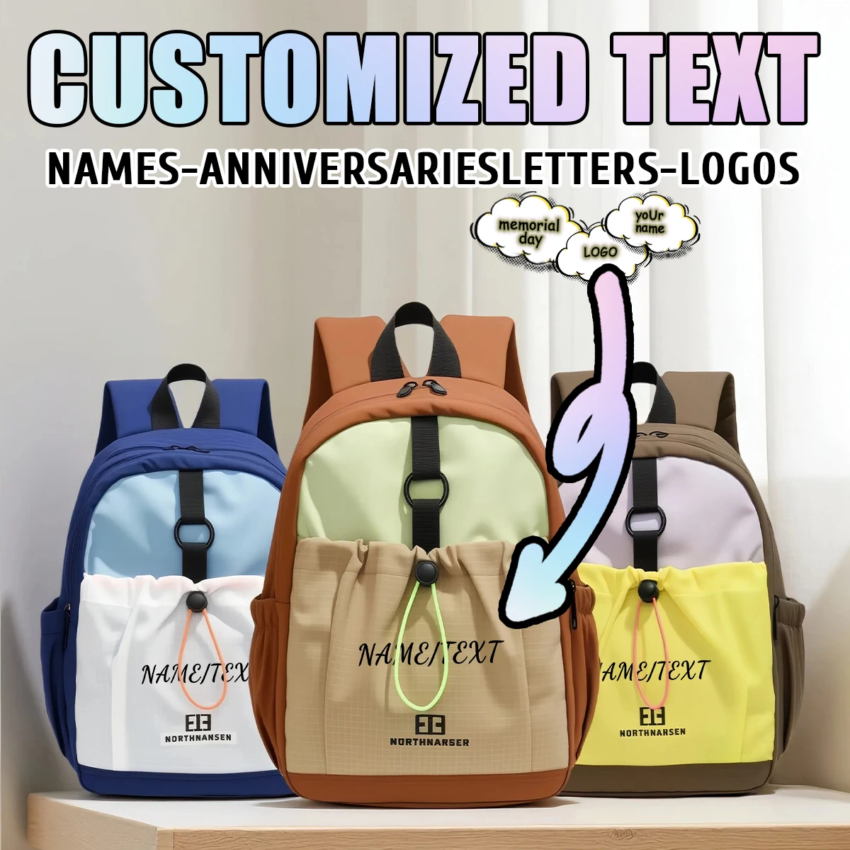 

High-end logo custom outdoor backpack women's lightweight outing hiking small backpack sports school bag personalized diy