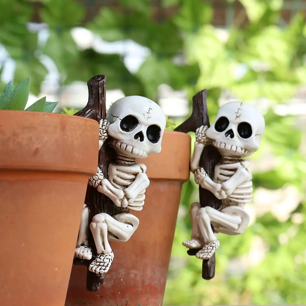 

Resin Halloween Ornament Spooky Resin Figurine Halloween Skeleton Bonsai Planter Decoration Set Resin for Flower for Home
