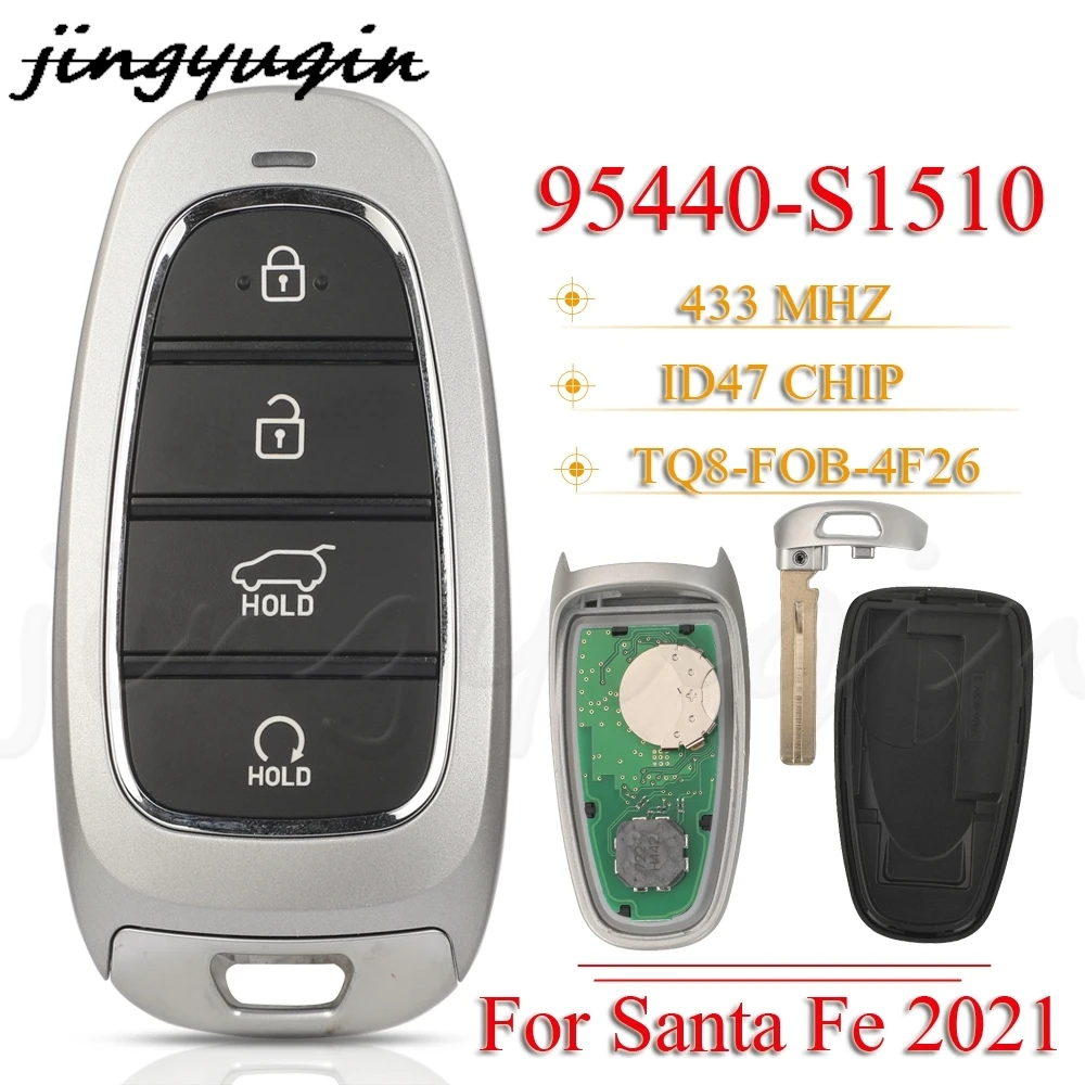 

JYQ 95440-S1510 TQ8-FOB-4F26 4B Smart Remote Car Key 433MHz ID47 Chip For Hyundai Santa Fe 2021 2022 Auto Fob Contol Keyless Go