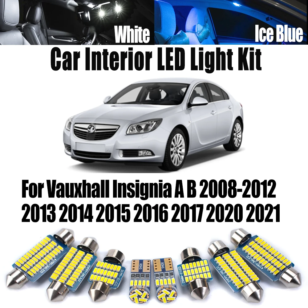 

Canbus LED Interior Map Dome Vanity Mirror Light Kit For Vauxhall Insignia A B 2008- 2017 2020 2021 Car Footwell Reading Bulbs