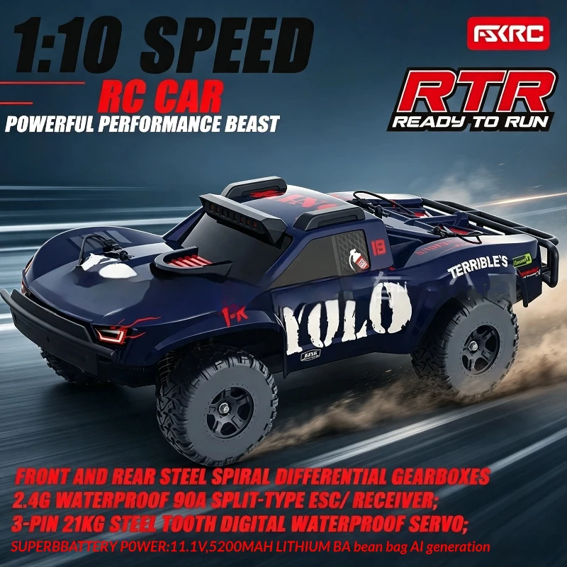 Hot Rc Off Road Car 1 10 Scale Brushless Full Proportional Four Wheel Drive High Speed Electric Desert Drift Short Truck