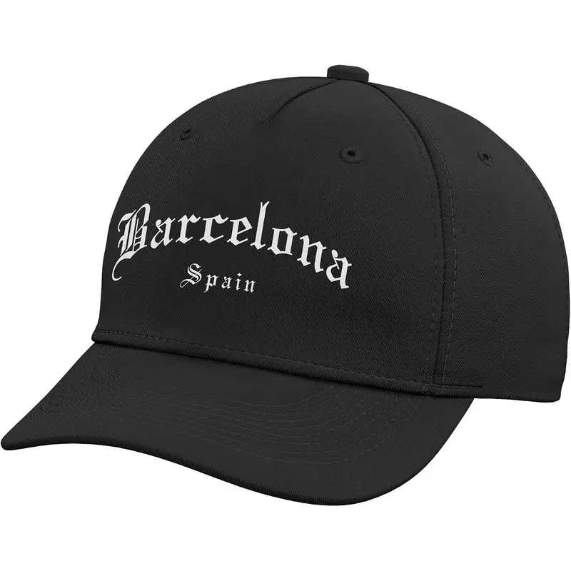 Barcelona Spain Spanish Vintage Old School English Font Adjustable Baseball Hat