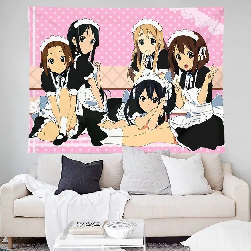VIKAMA Anime Maid Girl Tapestry, Japanese Style Maid Wall Hanging, Dorm Room Bedroom Decor, Cute Kawaii Wall Art Backdrop