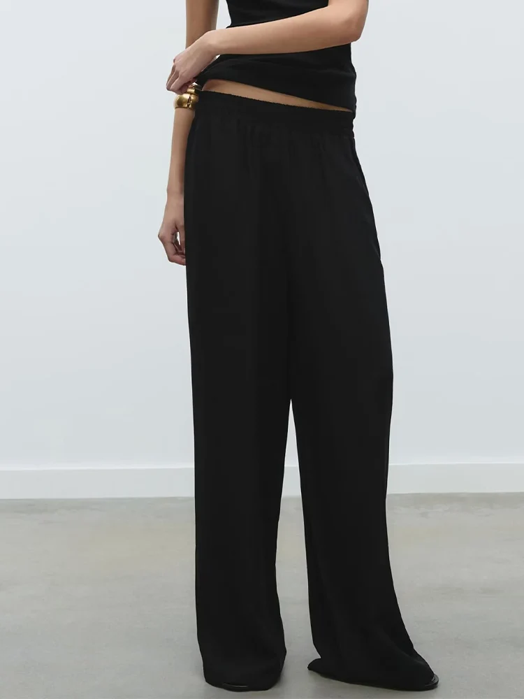

New women's clothing European and American style French design fashionable and versatile leisure elastic waist wide leg pants