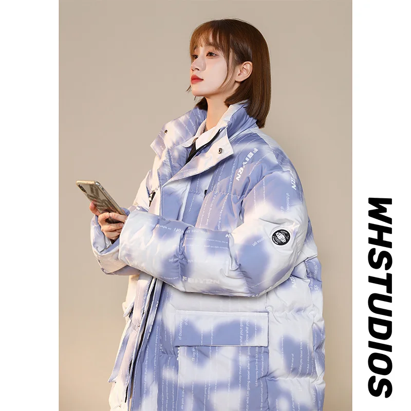 UMI MAO Short Casual Coat Winter Jacket Unisex Wind Snow Mountain Print Mountaineering Outdoor Jackets Down Cotton Coat Women